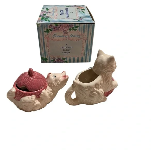 Vintage 1993 Cat with yarn Creamer and Sugar Set - Picture 6 of 10